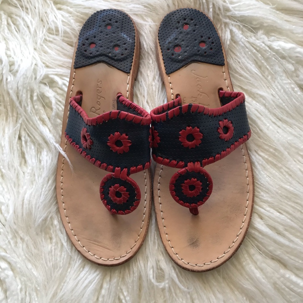 JACK ROGERS “Navajo” red and navy flat sandals 7 - Picture 2 of 7